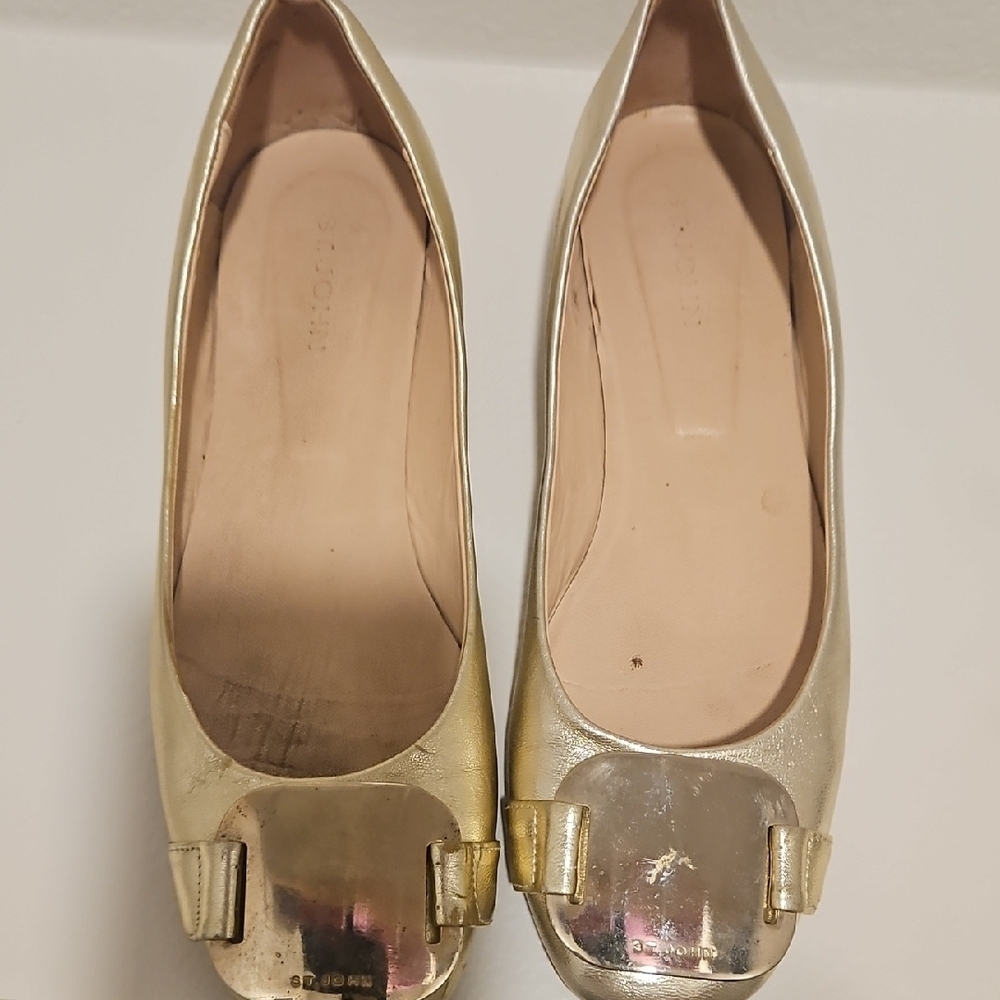 St. John Gold and Silver Flats with Metallic Cap Toe